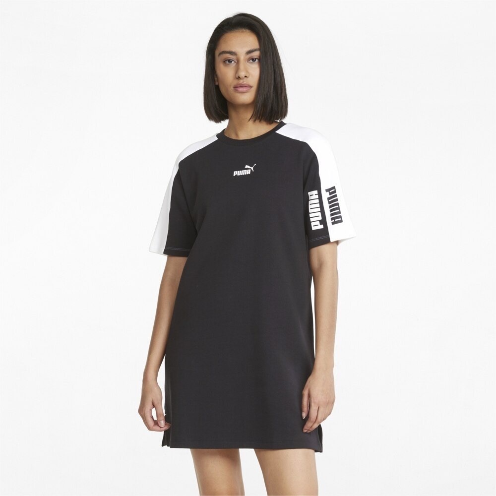 NWT PUMA Womens Power Tee Dress Small NEW Black White Logo SS Casual Athletic